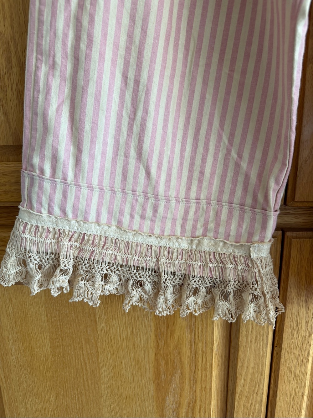Handmade New One of A Kind cotton drawstring Striped  Cropped Cargo pants size L - Picture 5 of 9
